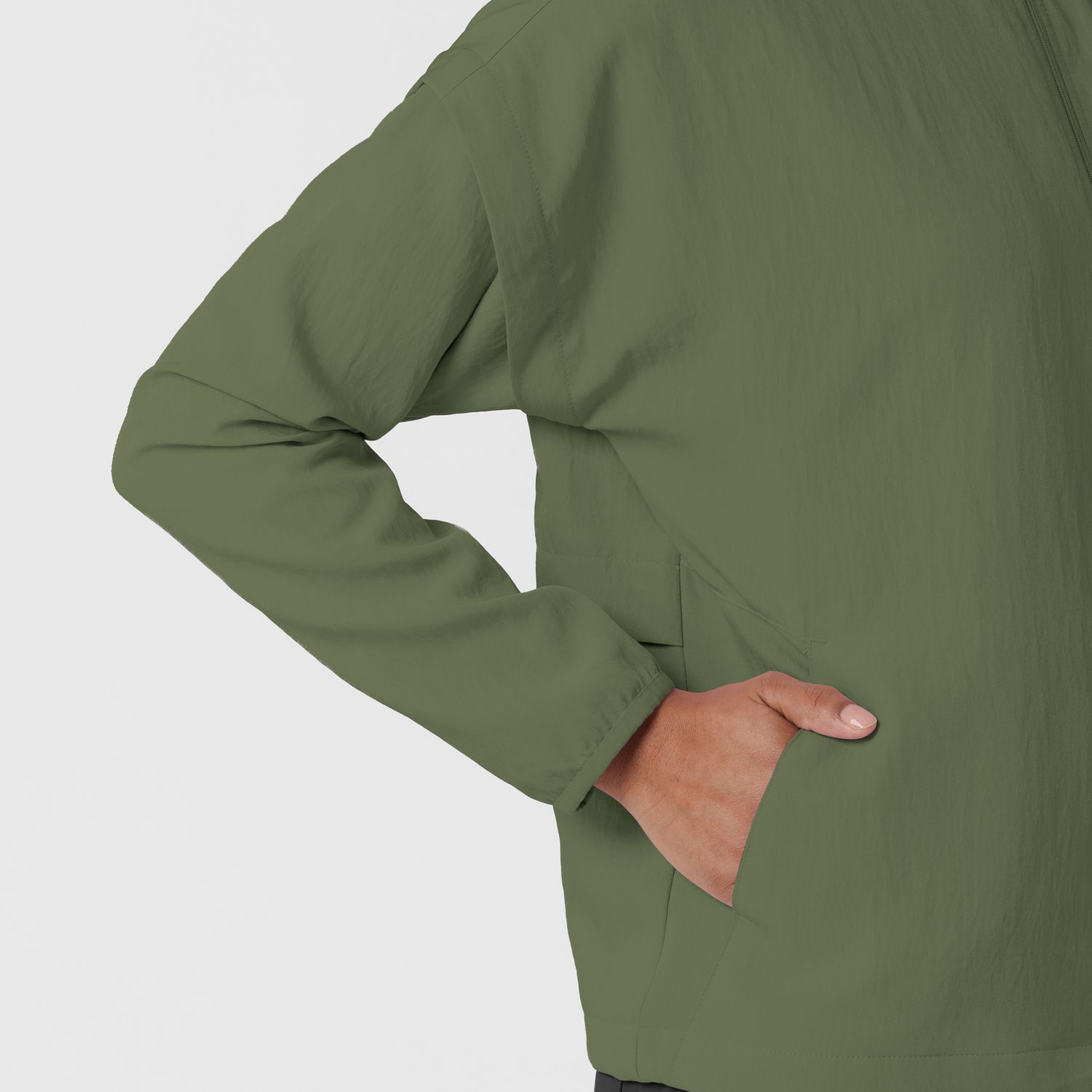 Felpa donna 8014 antivento zip olive