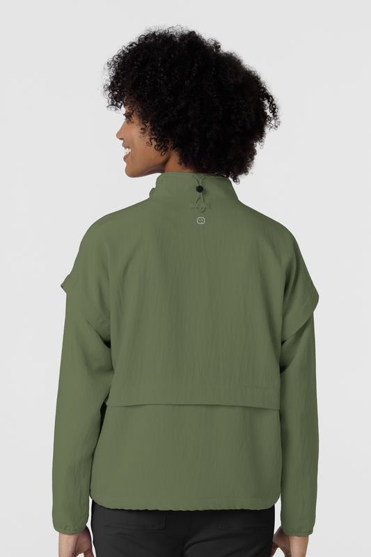 Felpa donna 8014 antivento zip olive