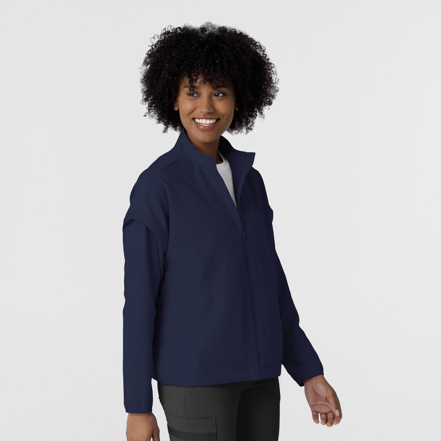 Felpa donna 8014 antivento zip navy blue