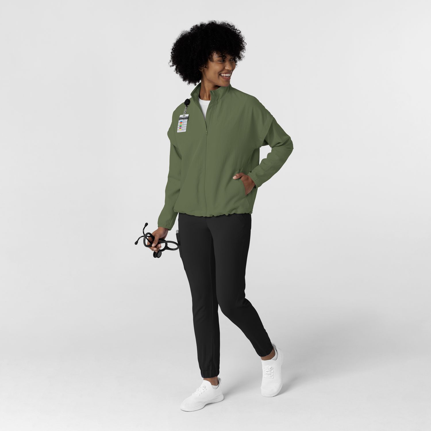 Felpa donna 8014 antivento zip olive