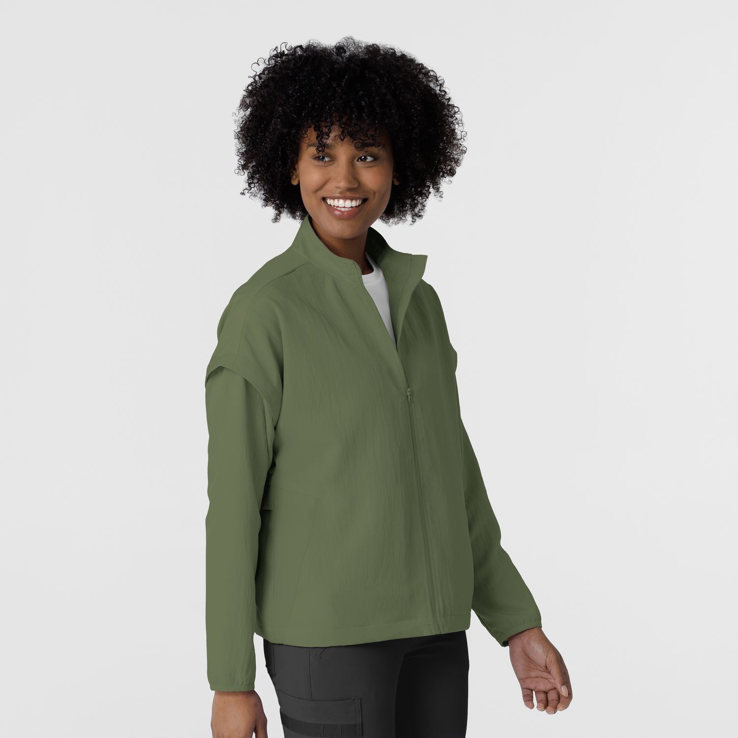 Felpa donna 8014 antivento zip olive