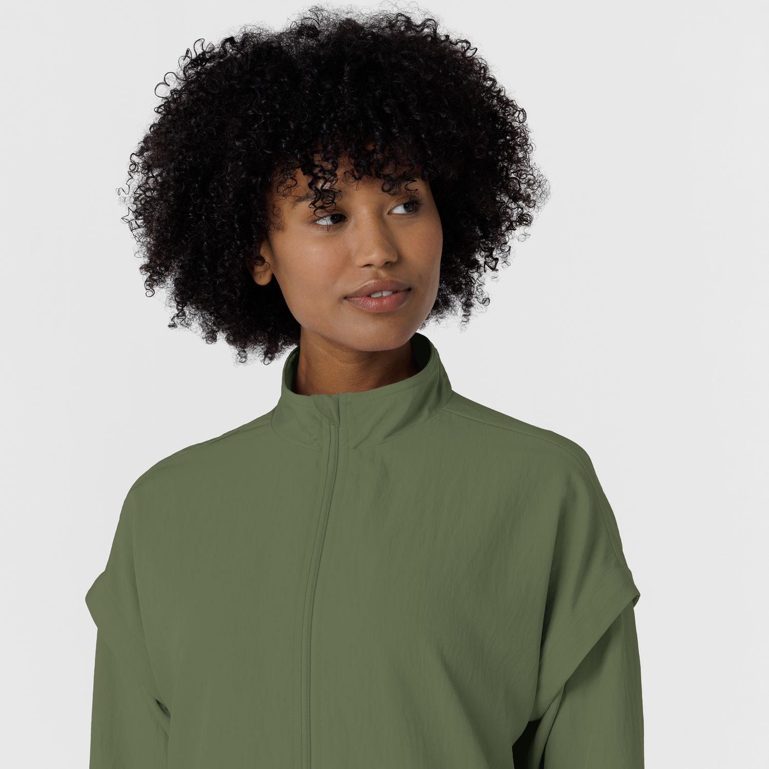 Felpa donna 8014 antivento zip olive