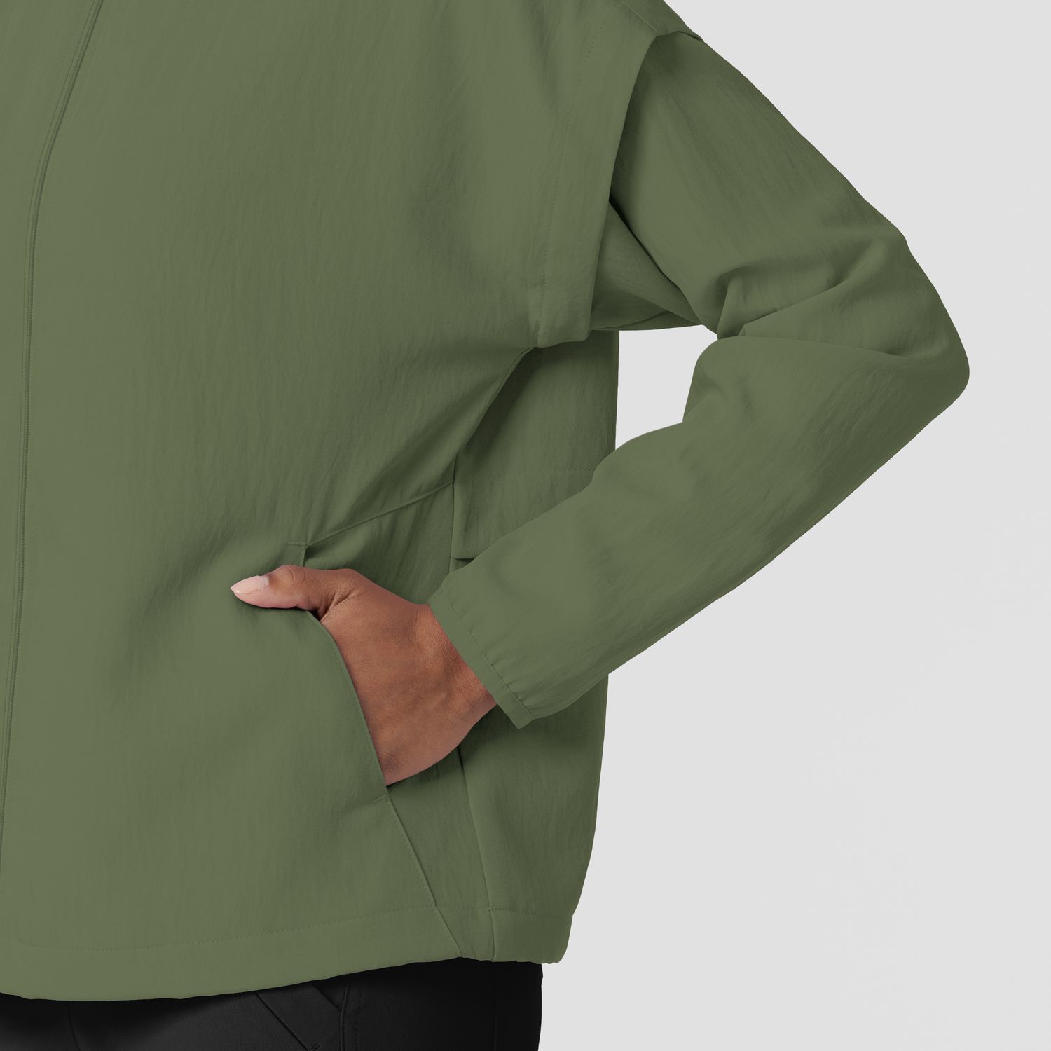 Felpa donna 8014 antivento zip olive