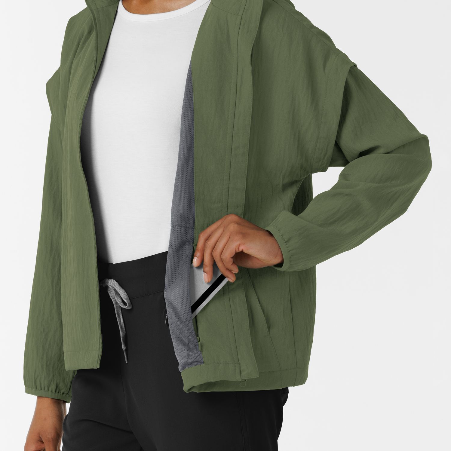 Felpa donna 8014 antivento zip olive
