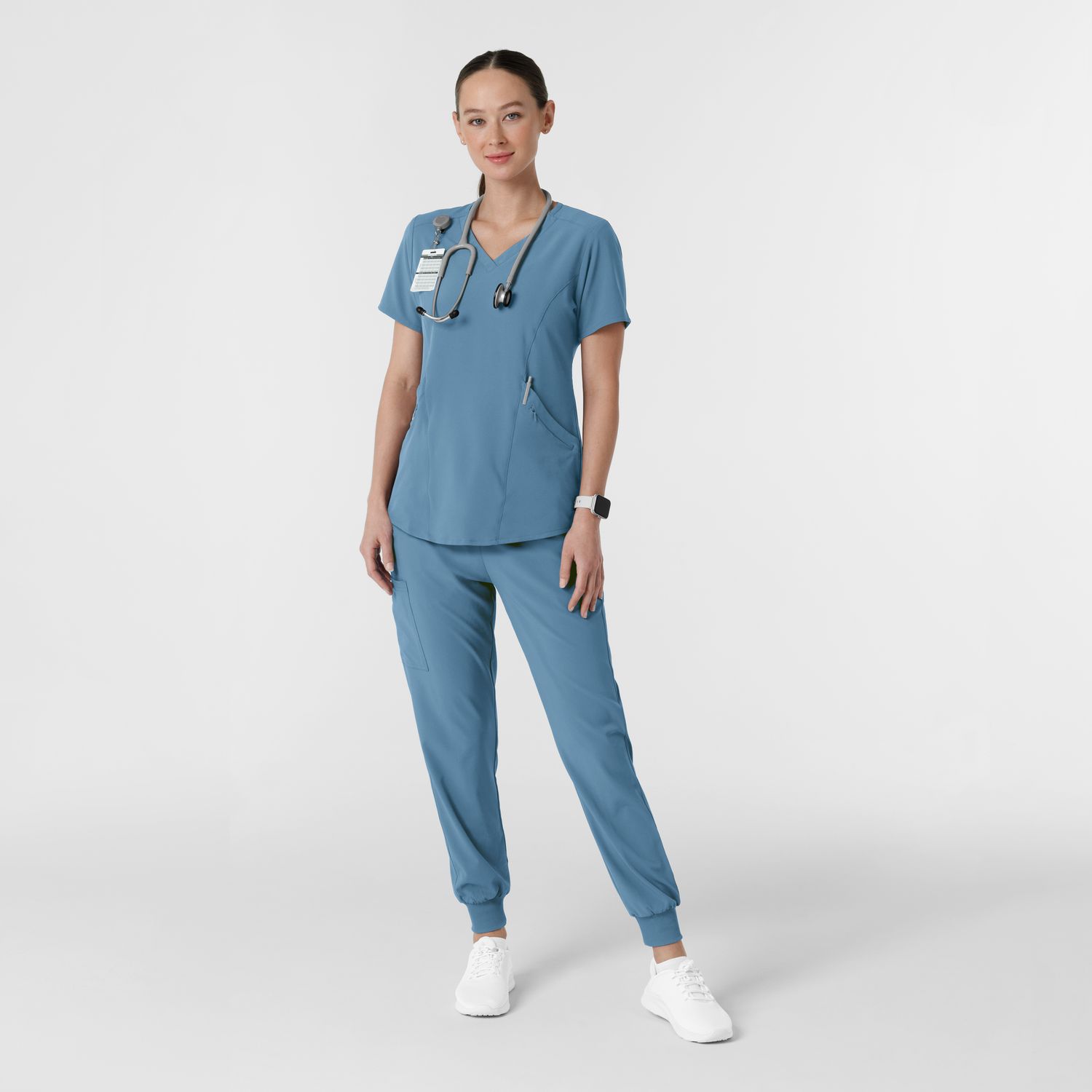 Casacca donna 6134 scollo a V pacific blue