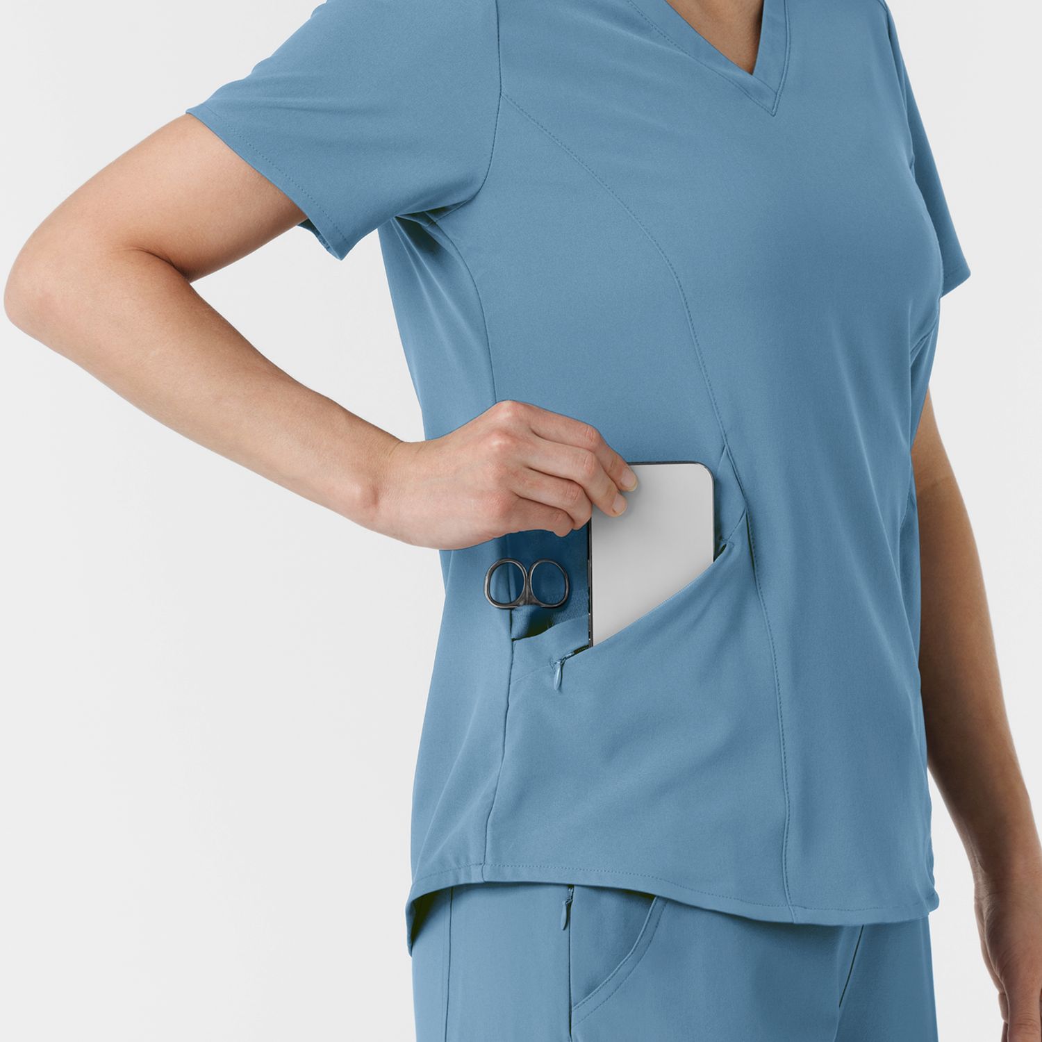 Casacca donna 6134 scollo a V pacific blue