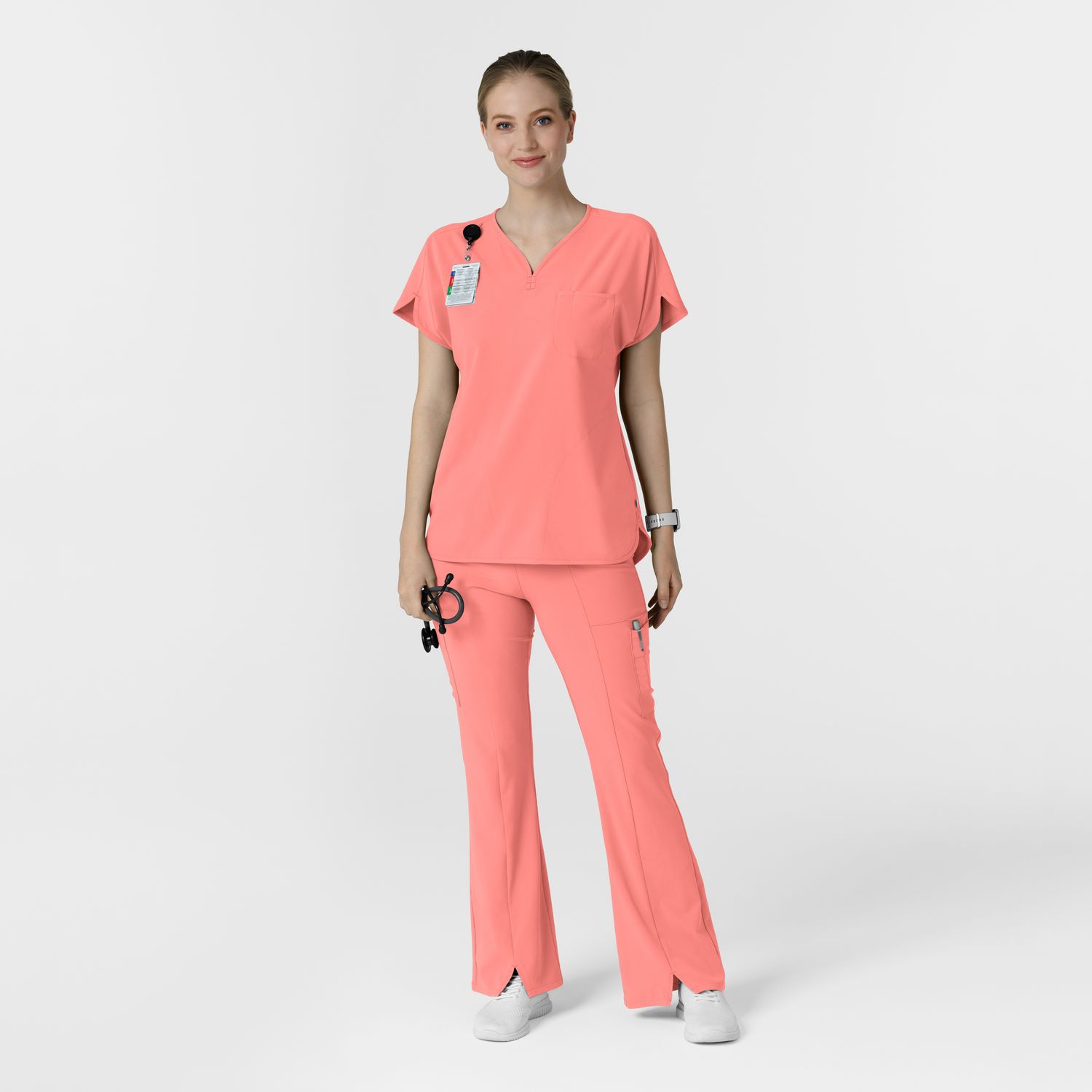 Pantalone donna 5534 cargo svasato paradise pink