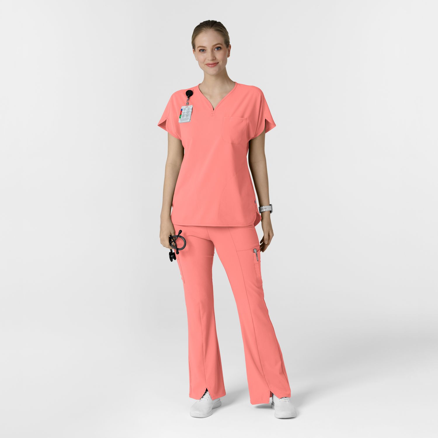 Casacca donna 6634 scollo a V arrotondato paradise pink