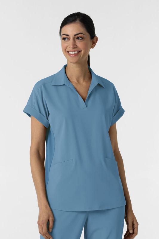 Casacca donna 6934 scollo a polo pacific blue