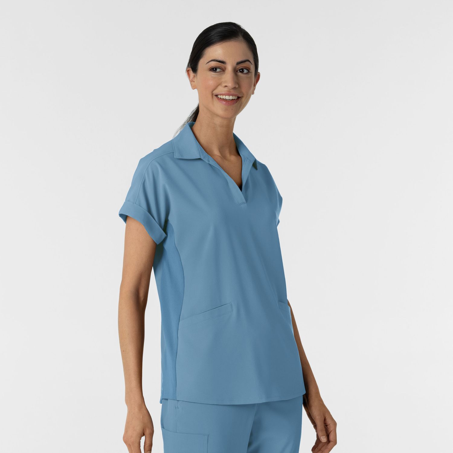 Casacca donna 6934 scollo a polo pacific blue