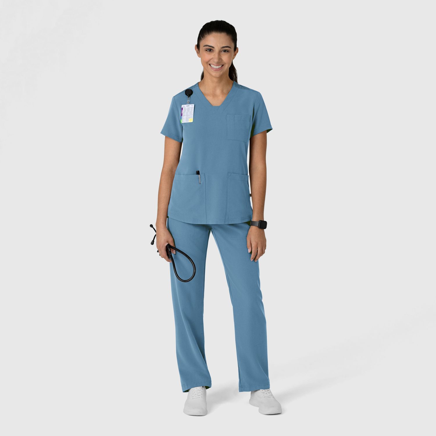 Casacca donna 6132 scollo a V pacific blue