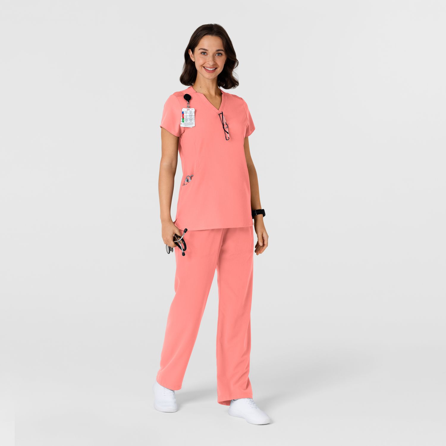 Casacca donna 6432 scollo a V stretto paradise pink