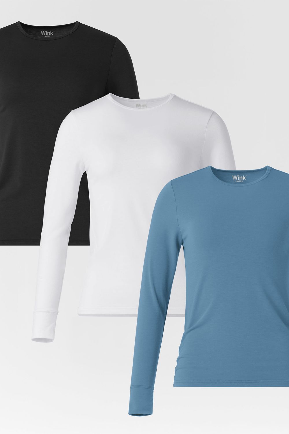 Maglia Essential 2190 manica lunga black, white, pacific blue 3pz