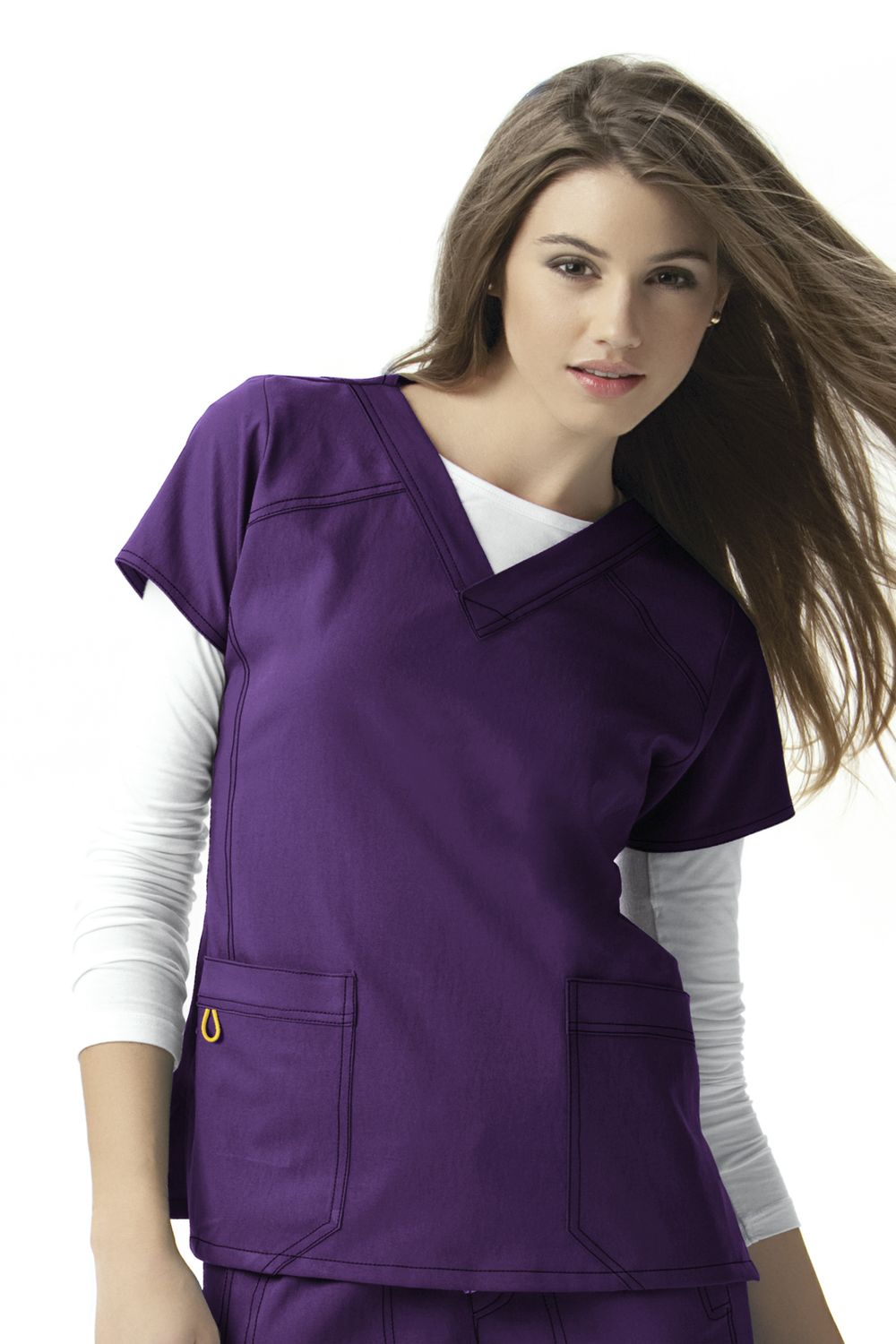 Casacca donna 6214 scollo a V eggplant