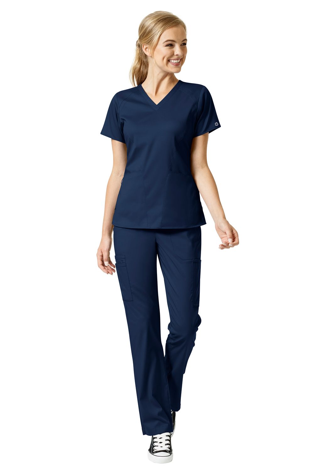 Casacca donna 6319 scollo a V navy blue