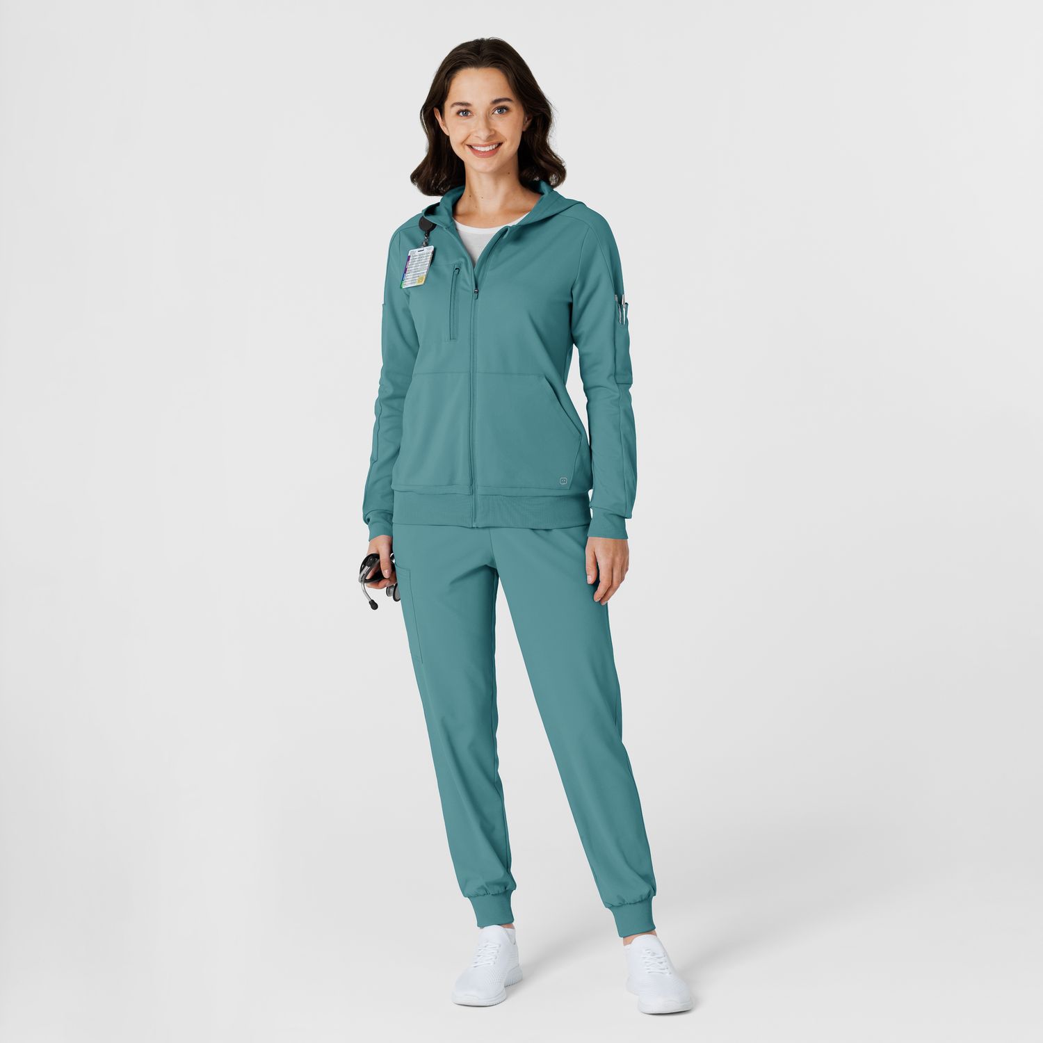 Felpa donna 8159 zip e cappuccio vintage teal