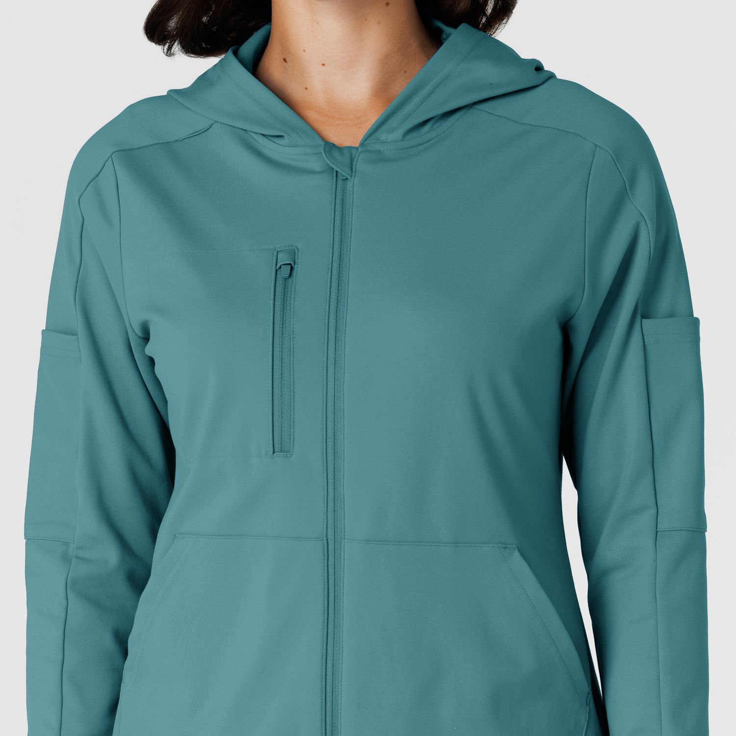 Felpa donna 8159 zip e cappuccio vintage teal