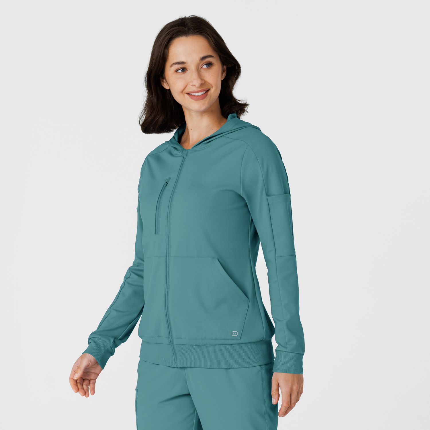 Felpa donna 8159 zip e cappuccio vintage teal