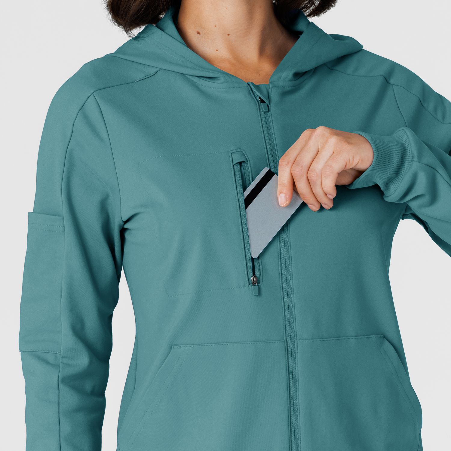 Felpa donna 8159 zip e cappuccio vintage teal