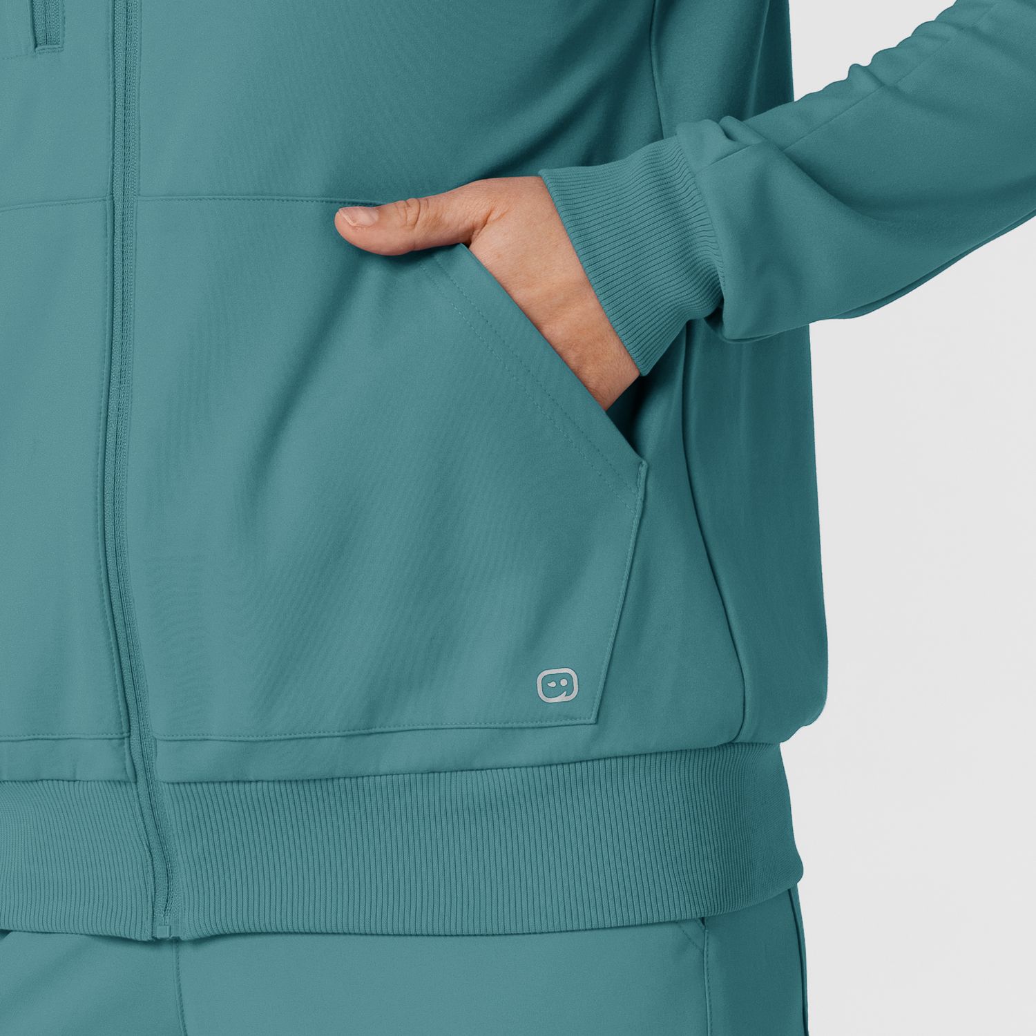 Felpa donna 8159 zip e cappuccio vintage teal