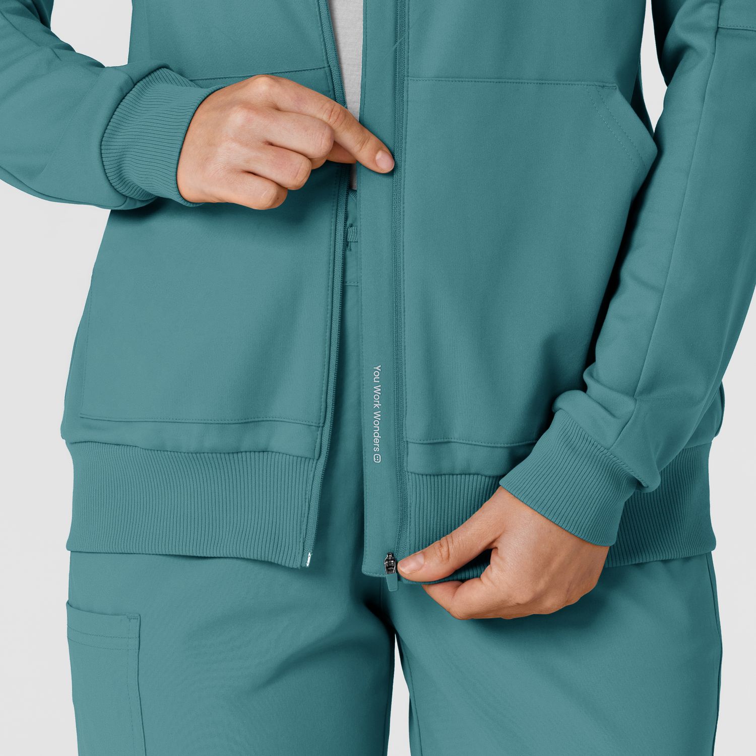Felpa donna 8159 zip e cappuccio vintage teal