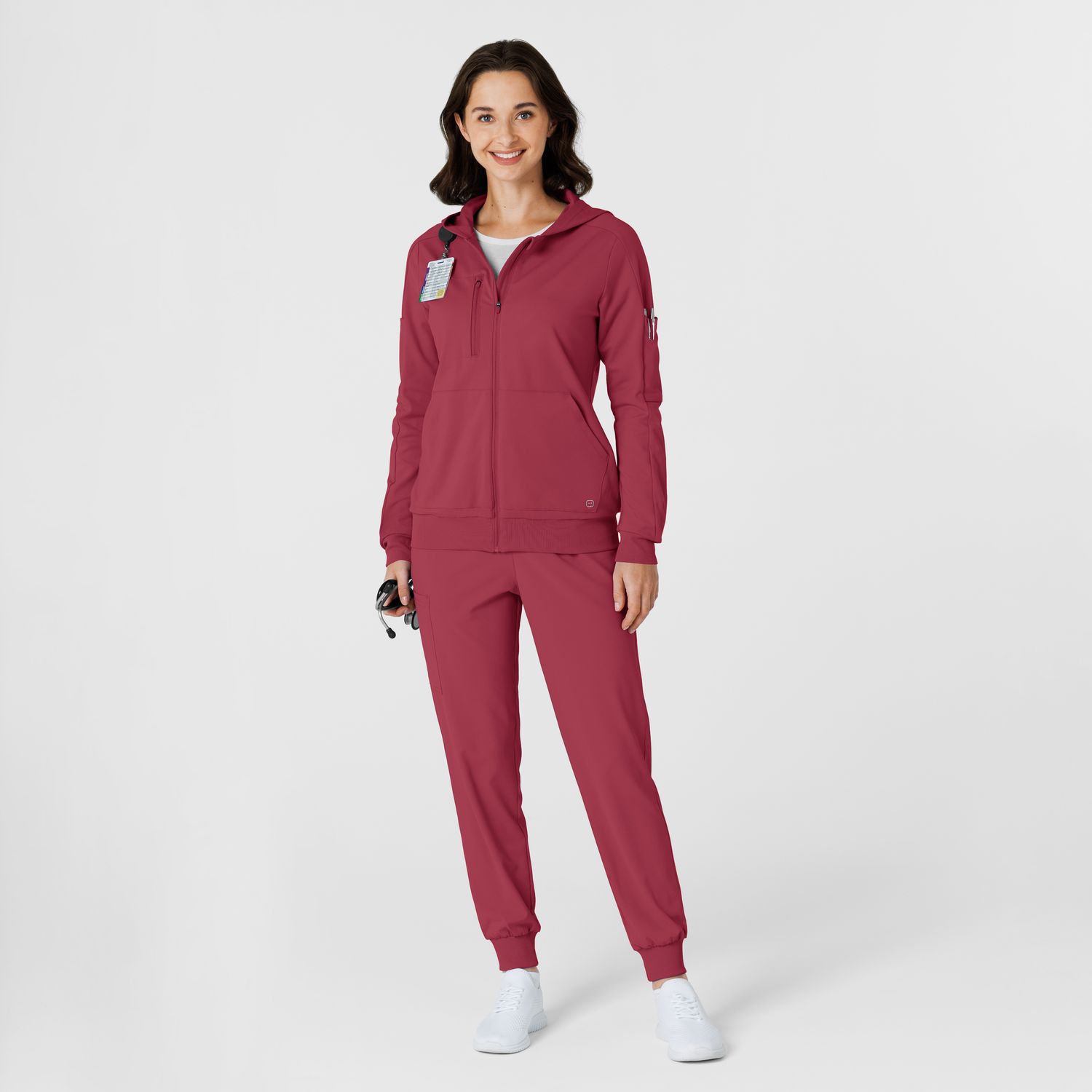 Felpa donna 8159 zip e cappuccio ruby