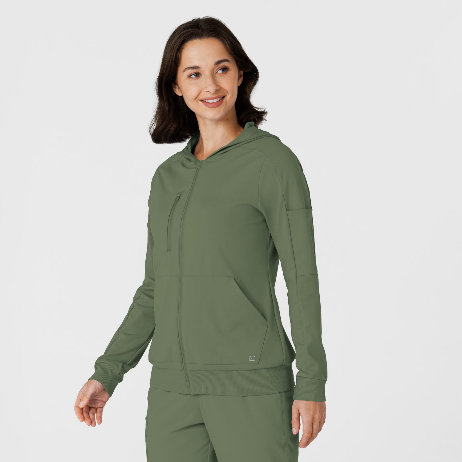 Felpa donna 8159 zip e cappuccio olive
