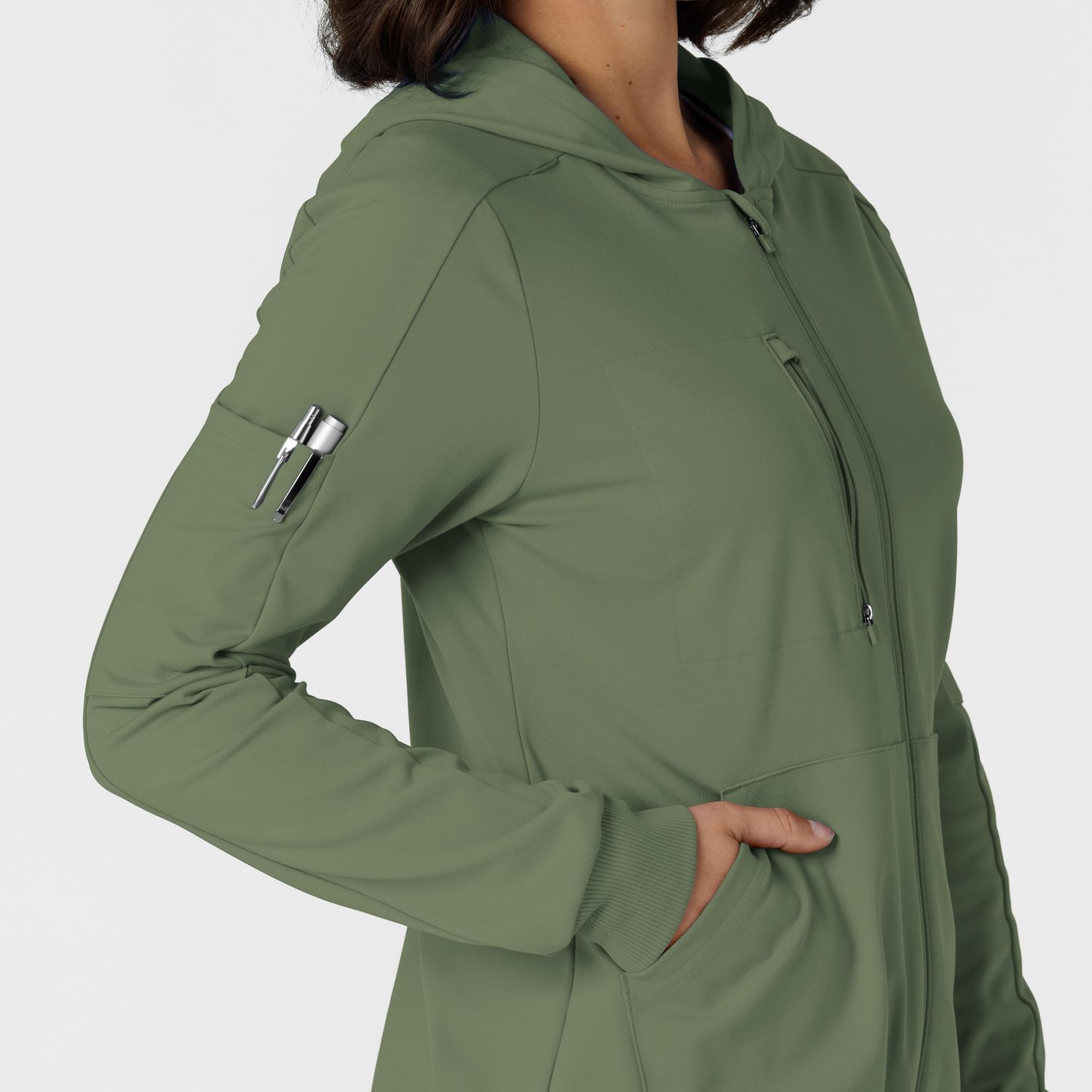 Felpa donna 8159 zip e cappuccio olive