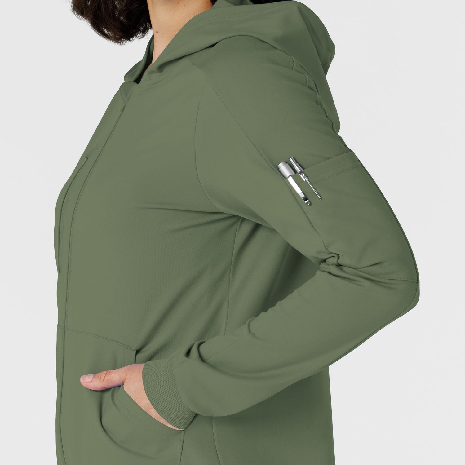 Felpa donna 8159 zip e cappuccio olive