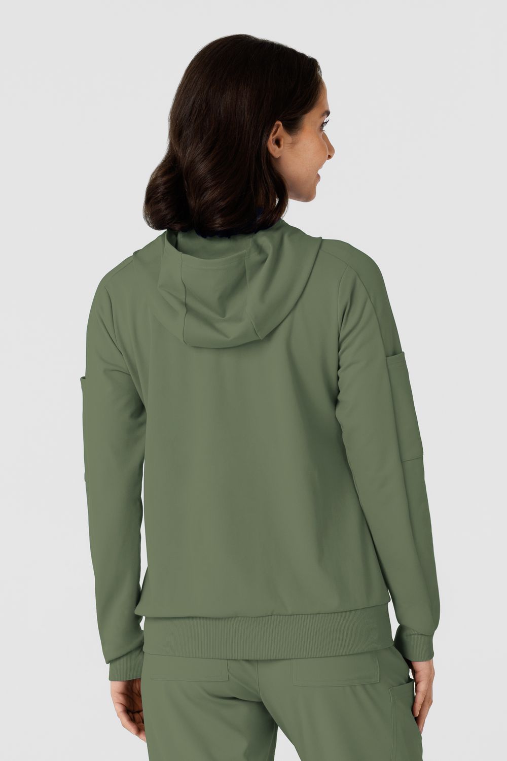 Felpa donna 8159 zip e cappuccio olive