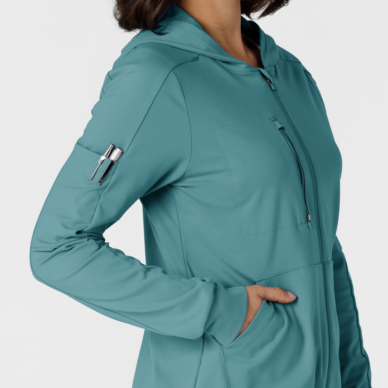 Felpa donna 8159 zip e cappuccio vintage teal
