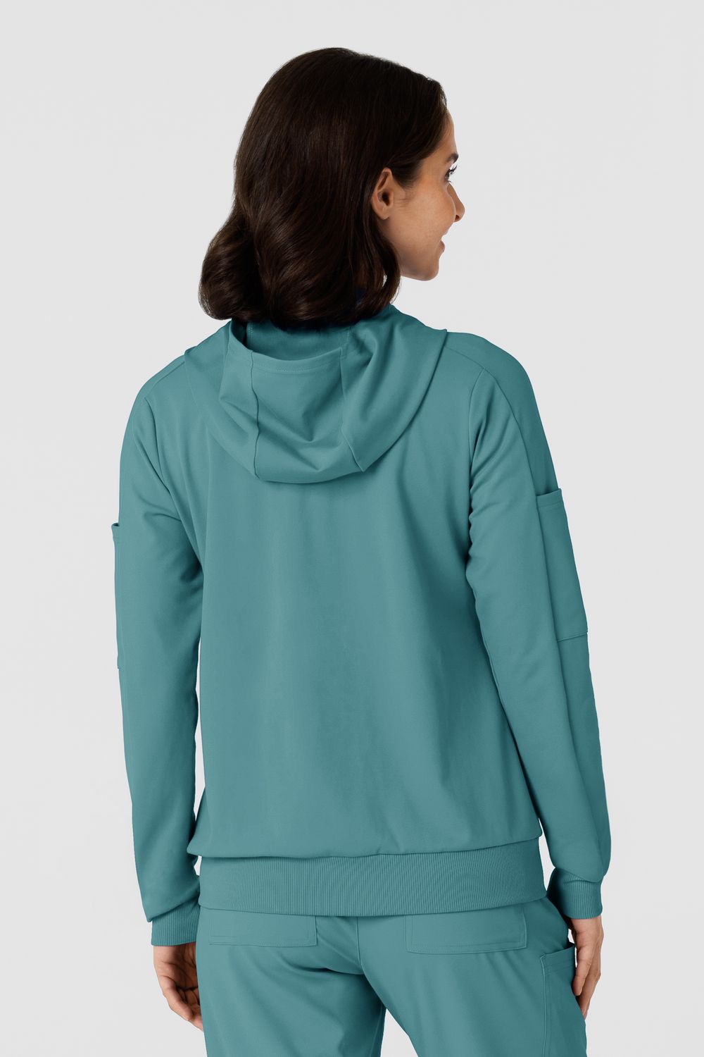 Felpa donna 8159 zip e cappuccio vintage teal