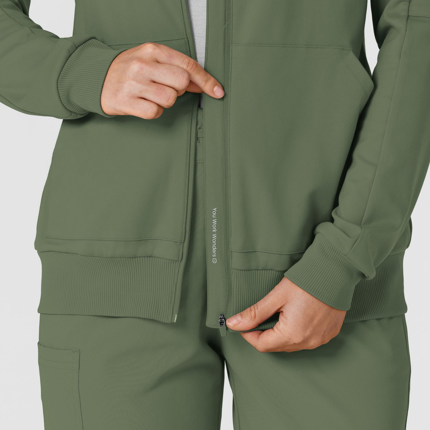 Felpa donna 8159 zip e cappuccio olive