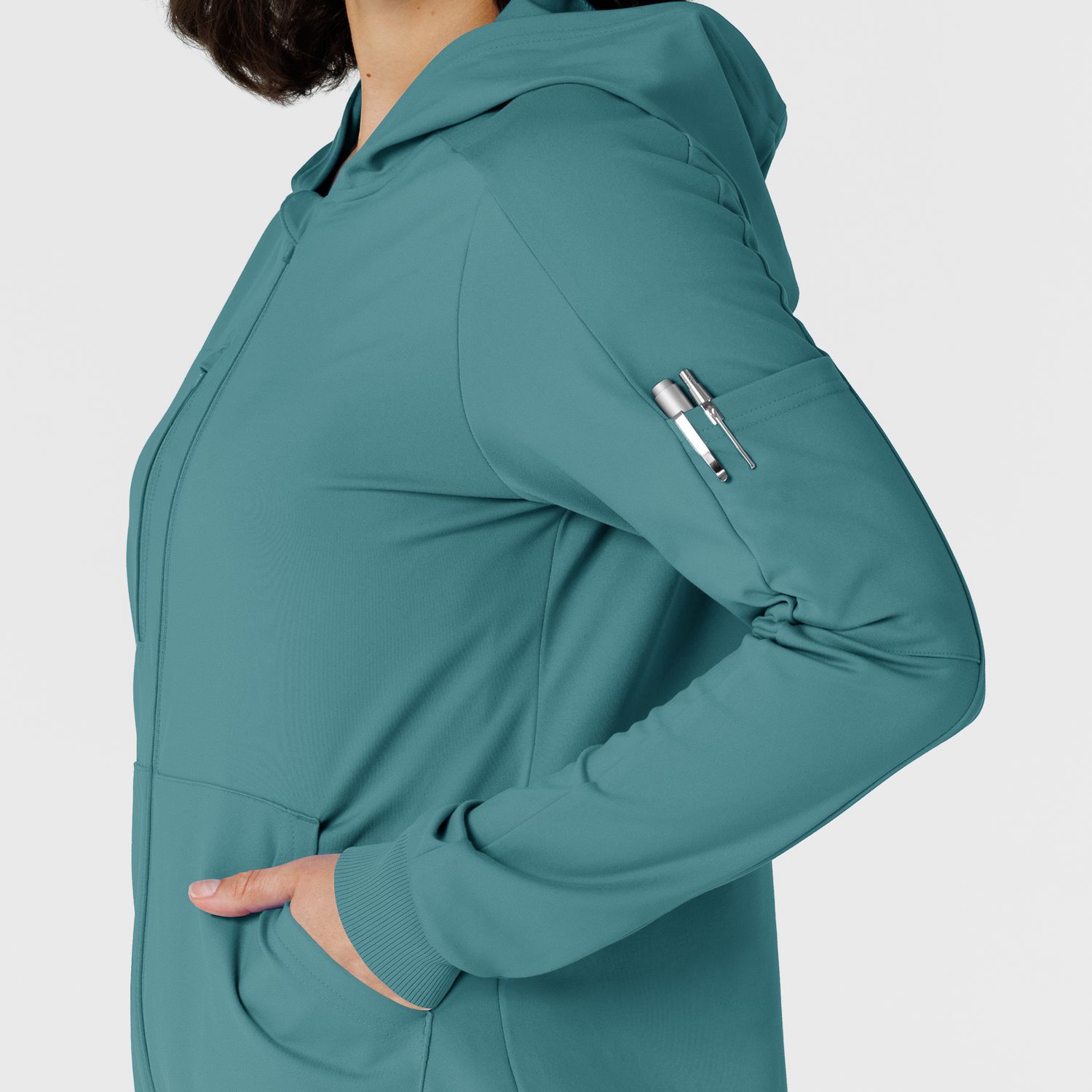 Felpa donna 8159 zip e cappuccio vintage teal