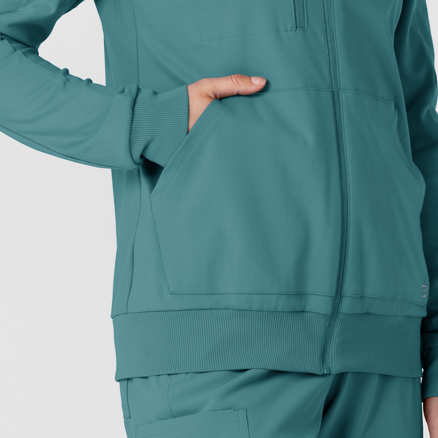 Felpa donna 8159 zip e cappuccio vintage teal
