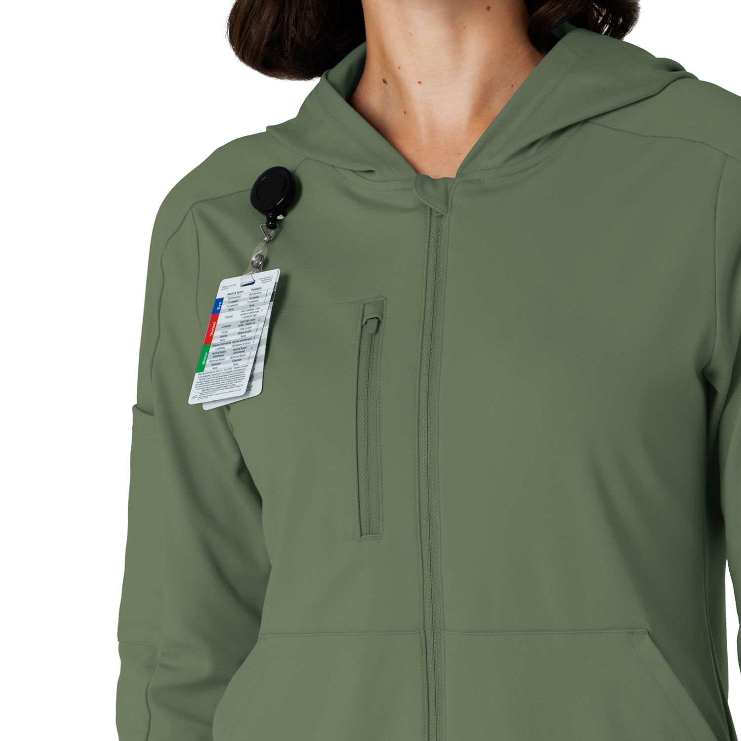 Felpa donna 8159 zip e cappuccio olive