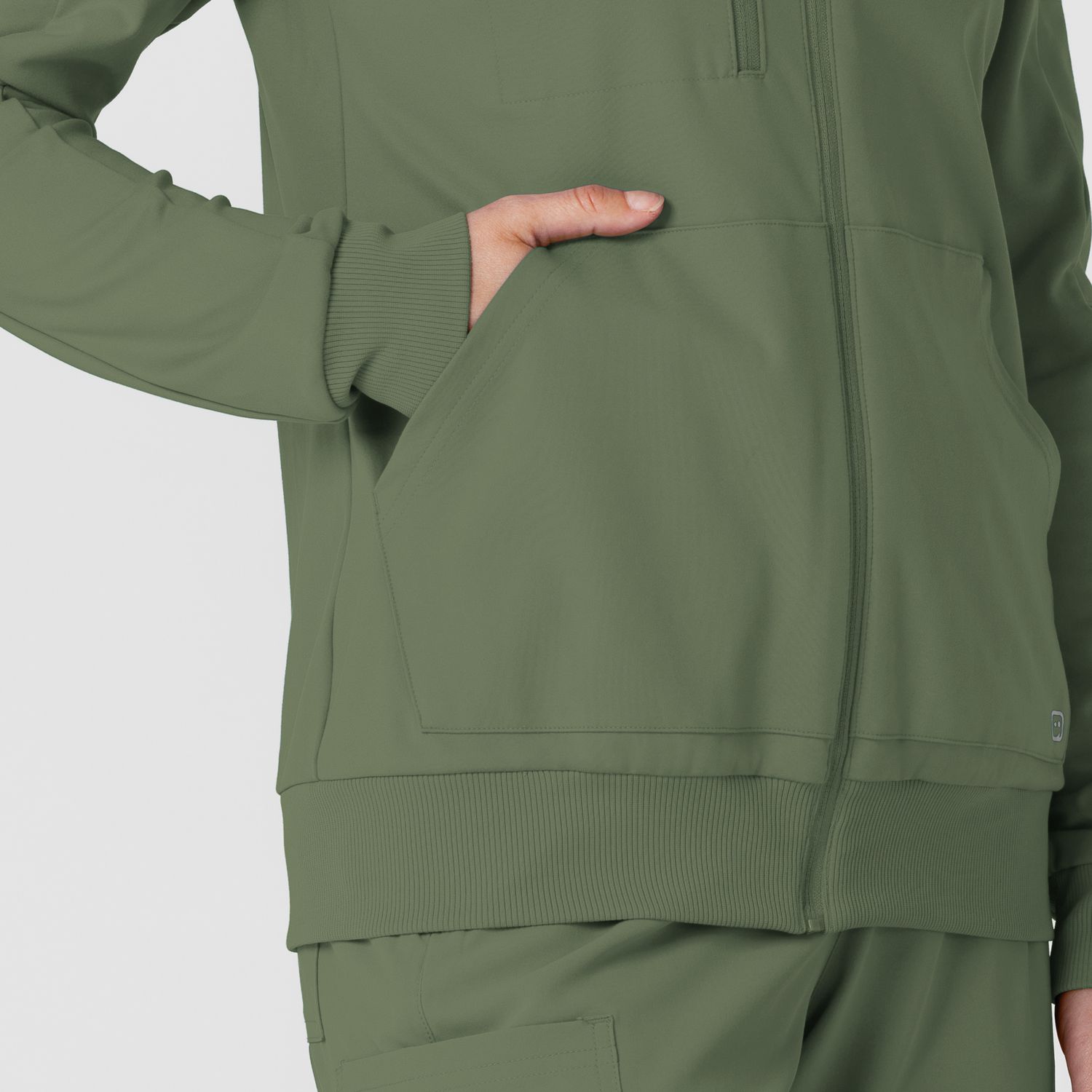 Felpa donna 8159 zip e cappuccio olive