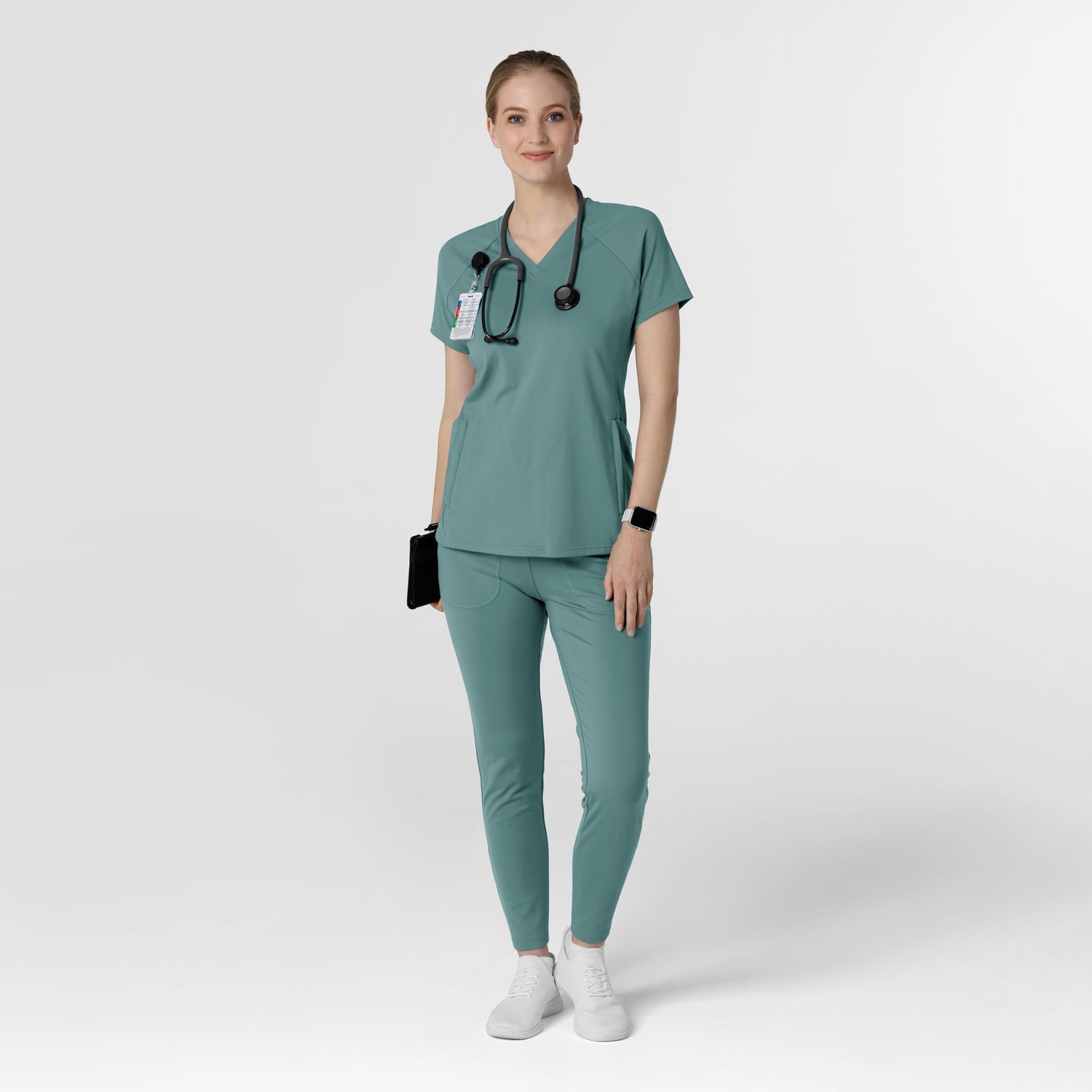 Casacca donna 6259 scollo a V vintage teal