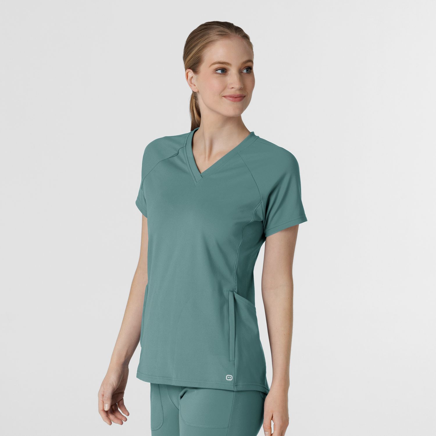 Casacca donna 6259 scollo a V vintage teal