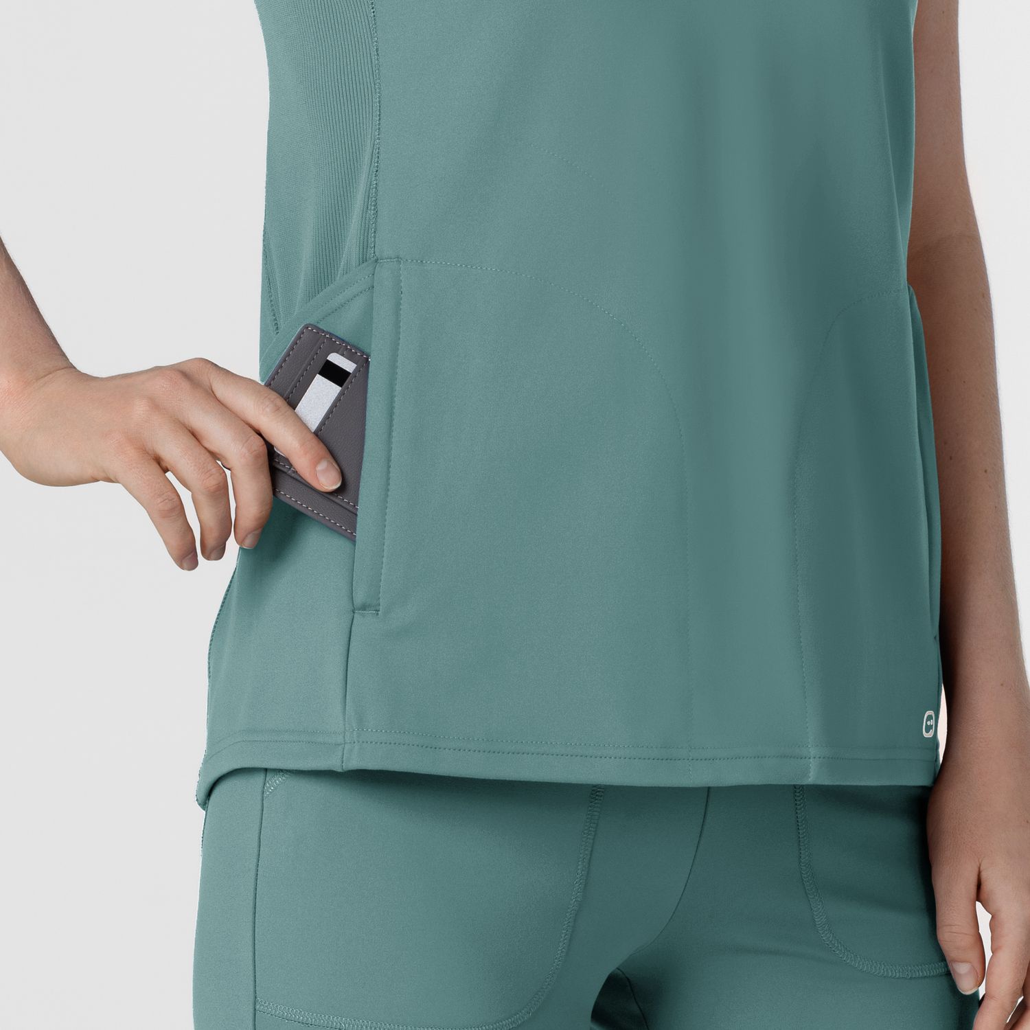 Casacca donna 6259 scollo a V vintage teal