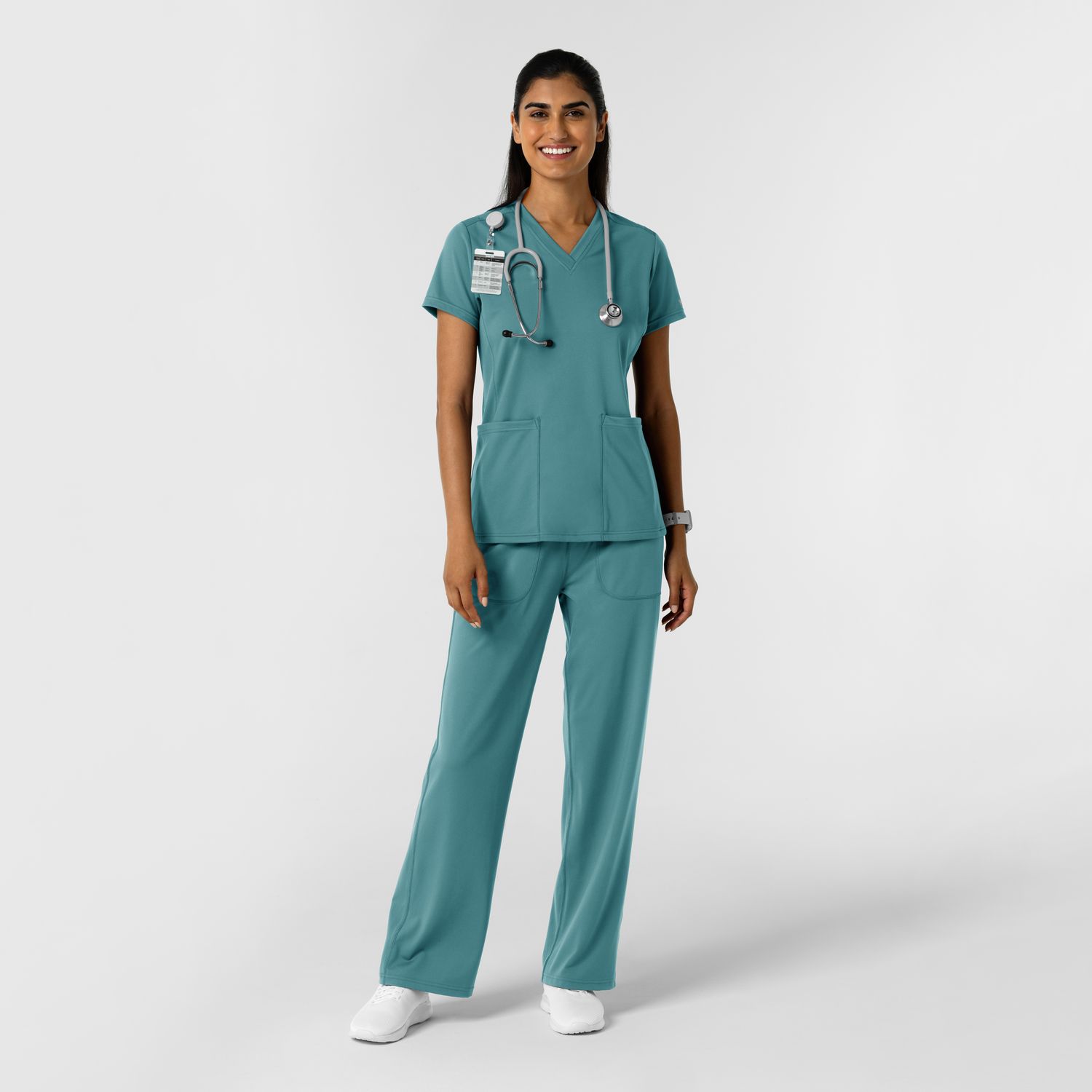 Casacca donna 6559 scollo a V vintage teal
