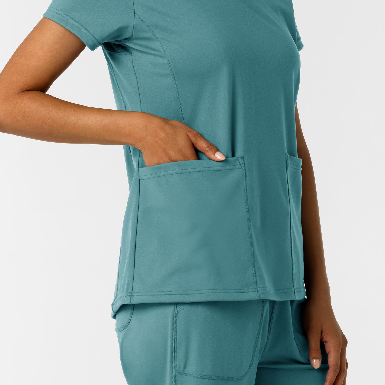 Casacca donna 6559 scollo a V vintage teal