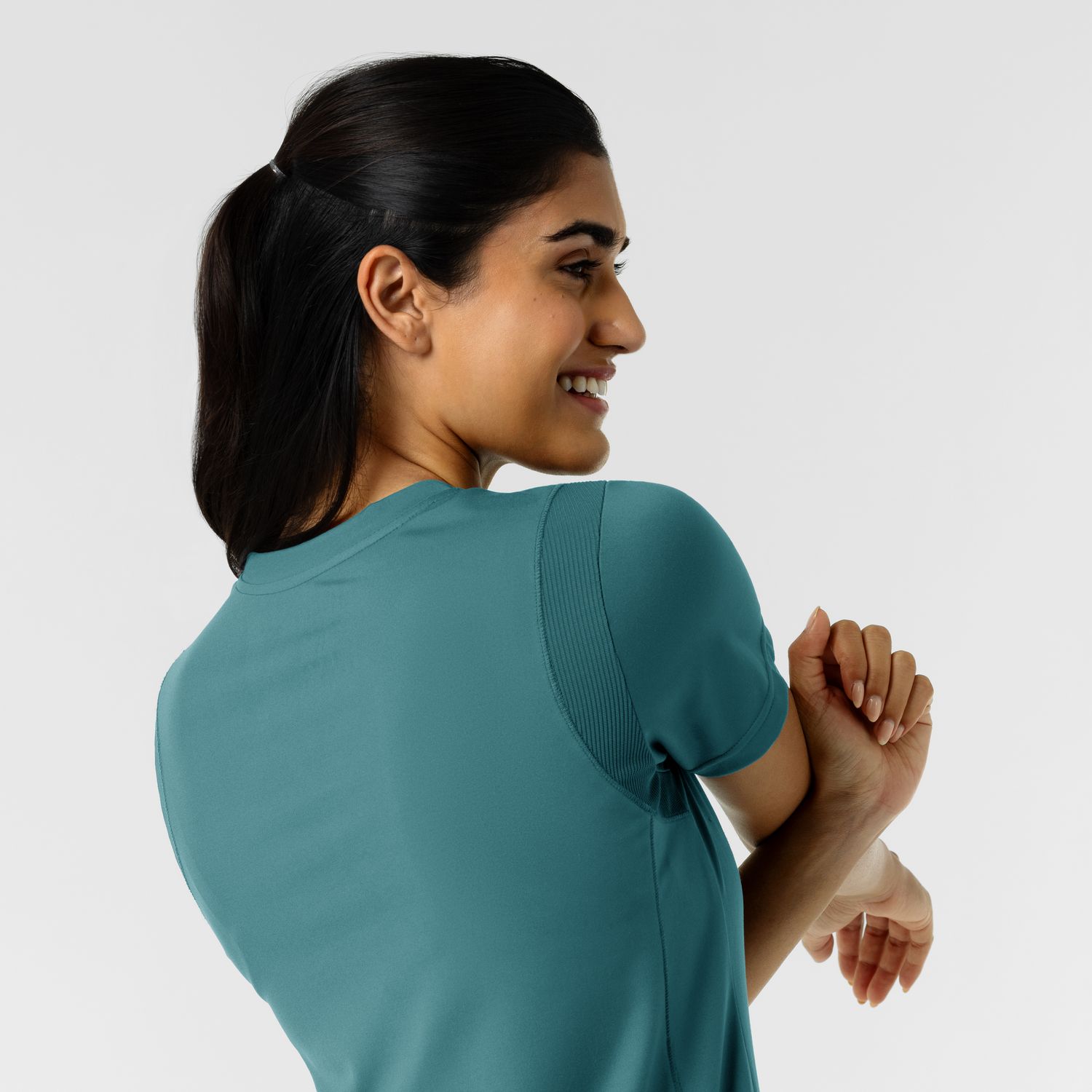 Casacca donna 6559 scollo a V vintage teal