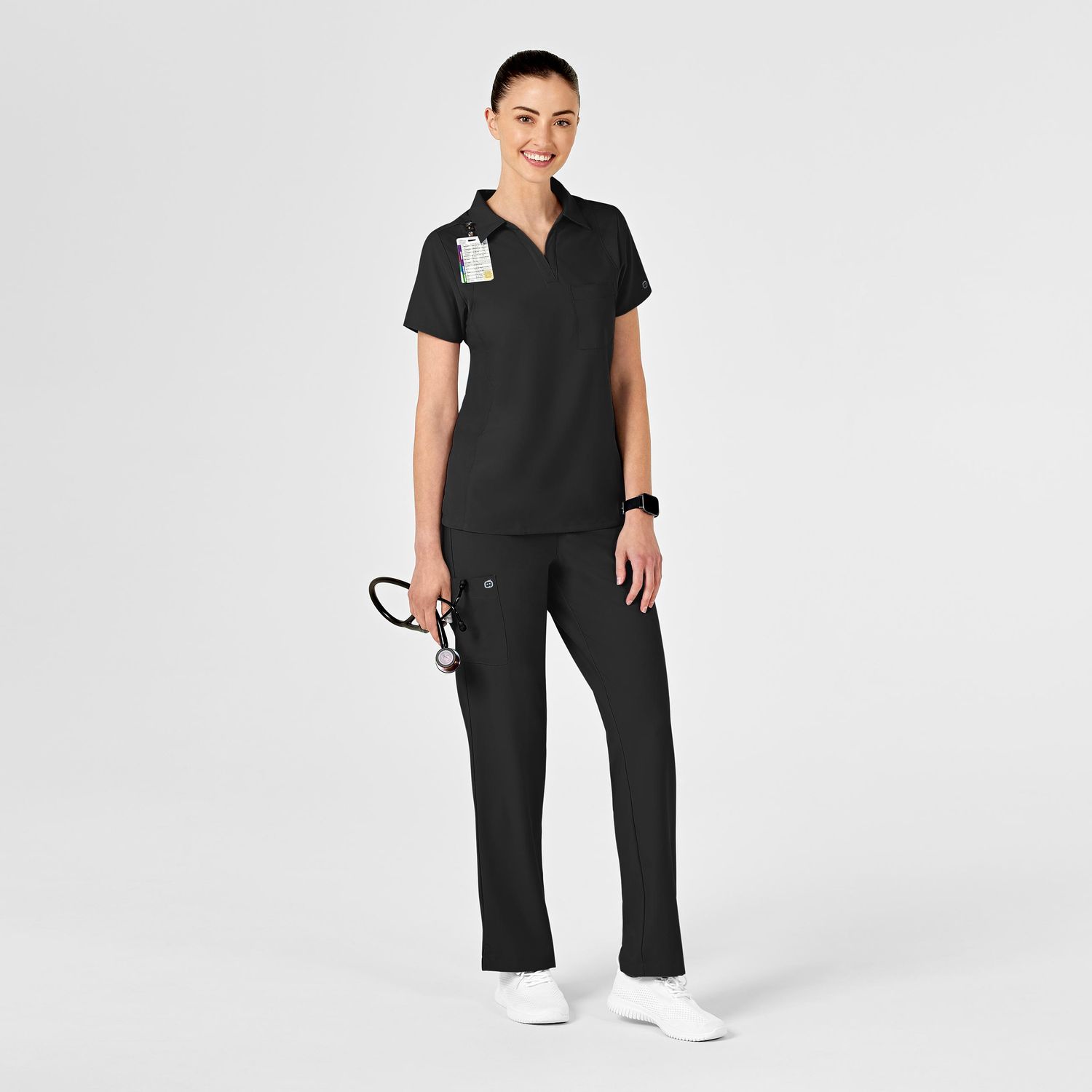 Casacca donna 6955 scollo a V polo black
