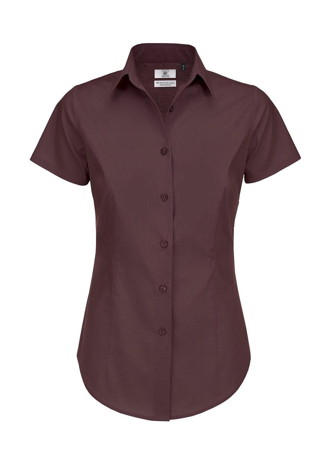 B&amp;C Camicia donna manica corta elasticizzata, Colore: 365 bordeaux