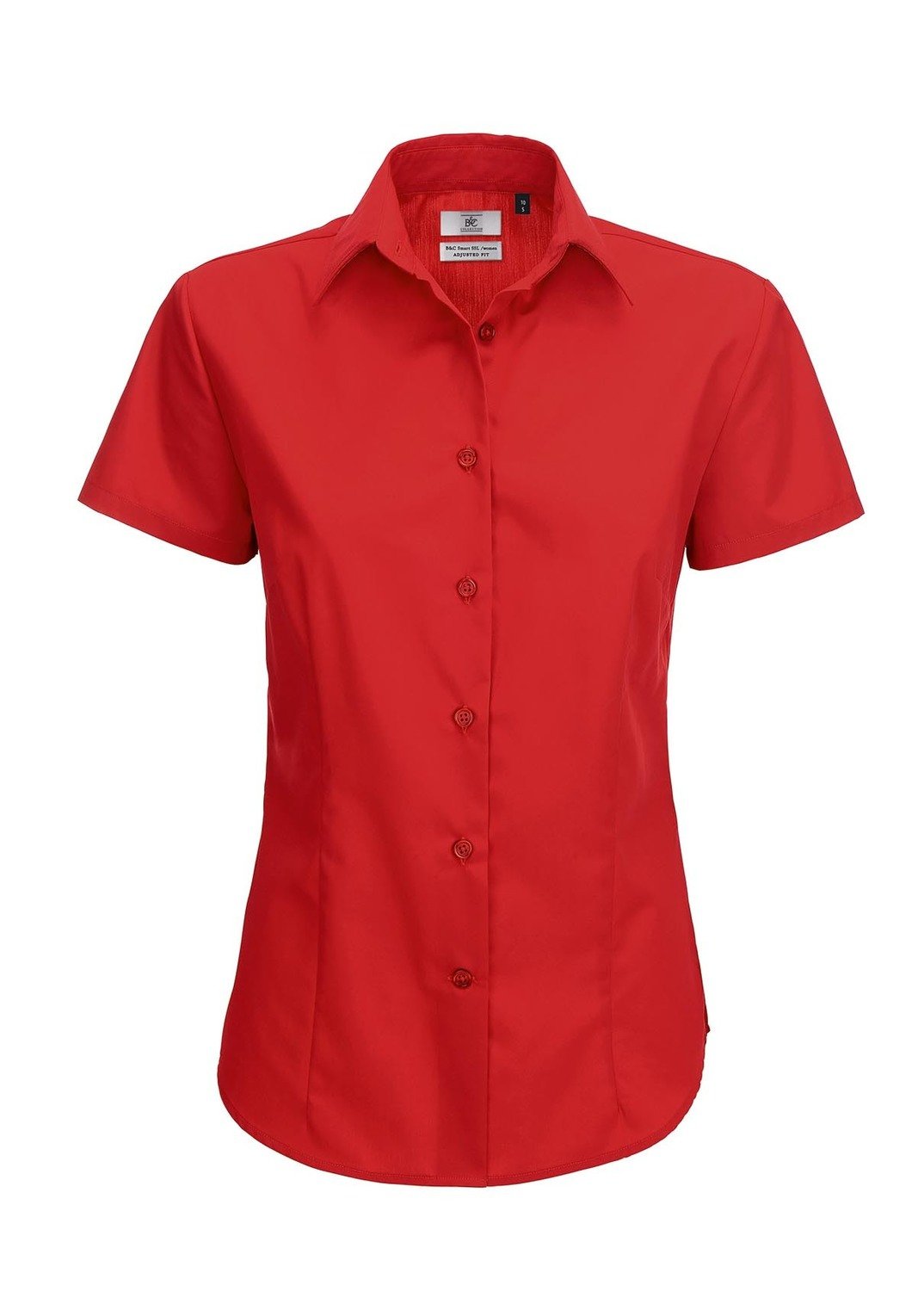 B&amp;C Camicia donna manica corta misto, Colore: 371 rosso intenso