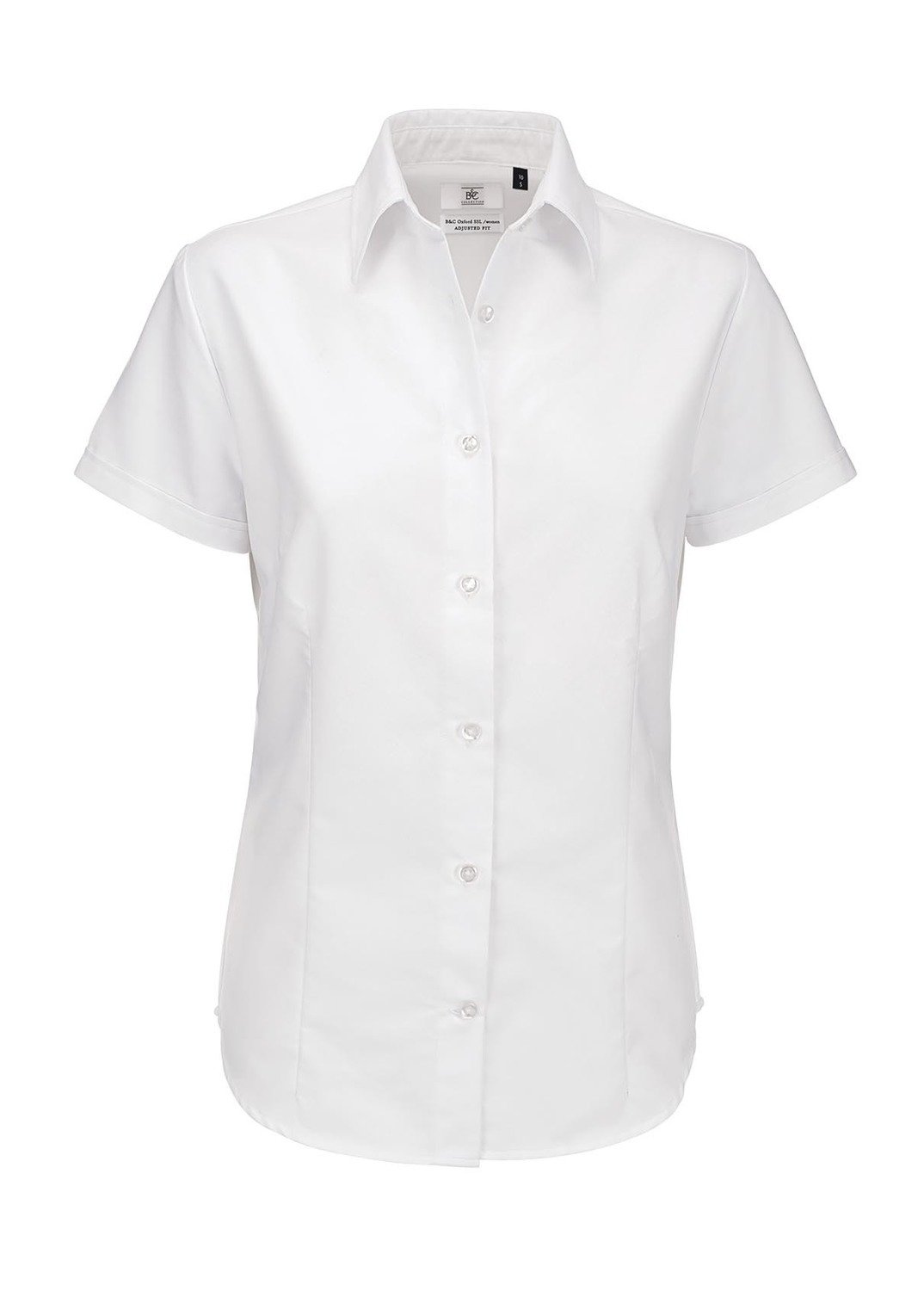 B&amp;C Camicia donna manica corta oxford, Colore: 001 bianco