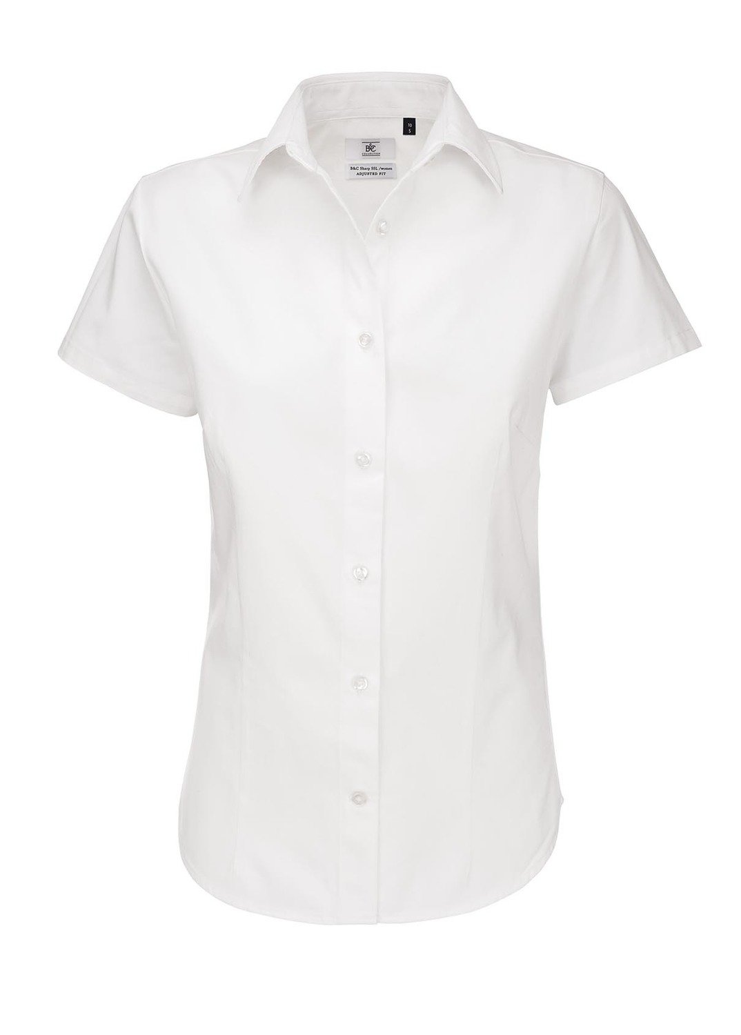 B&amp;C Camicia donna manica corta twill, Colore: 001 bianco