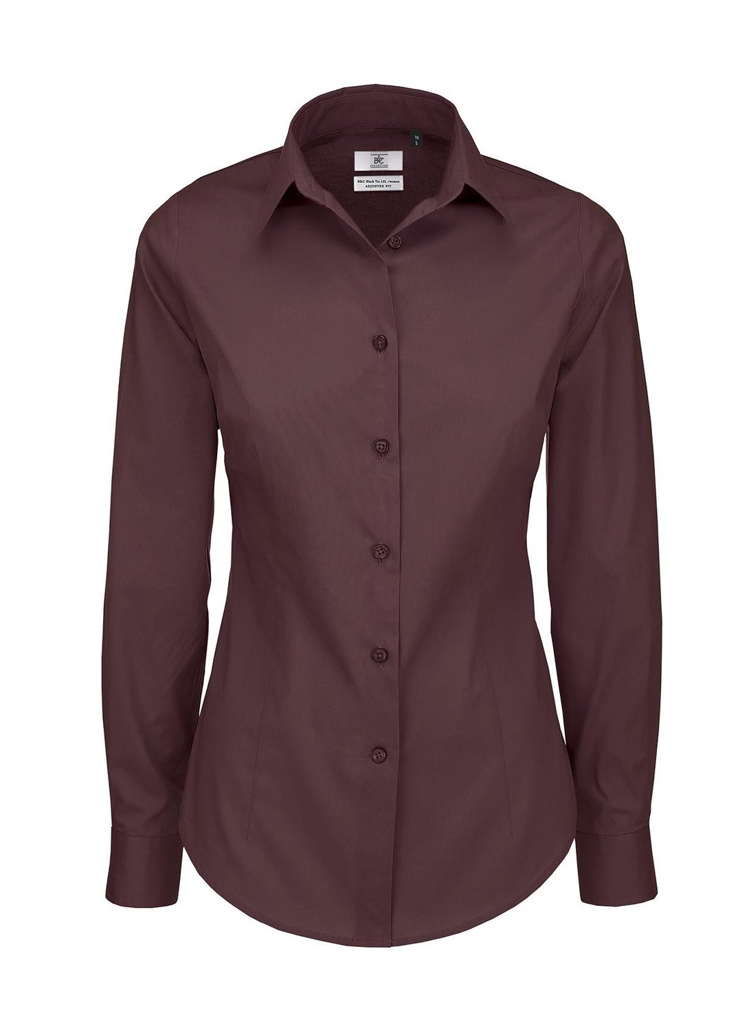B&amp;C Camicia donna manica lunga elasticizzata, Colore: 365 bordeaux