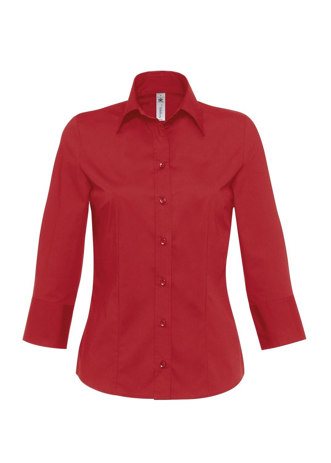 B&amp;C Camicia donna manica 3/4 elasticizzata, Colore: 371 rosso intenso